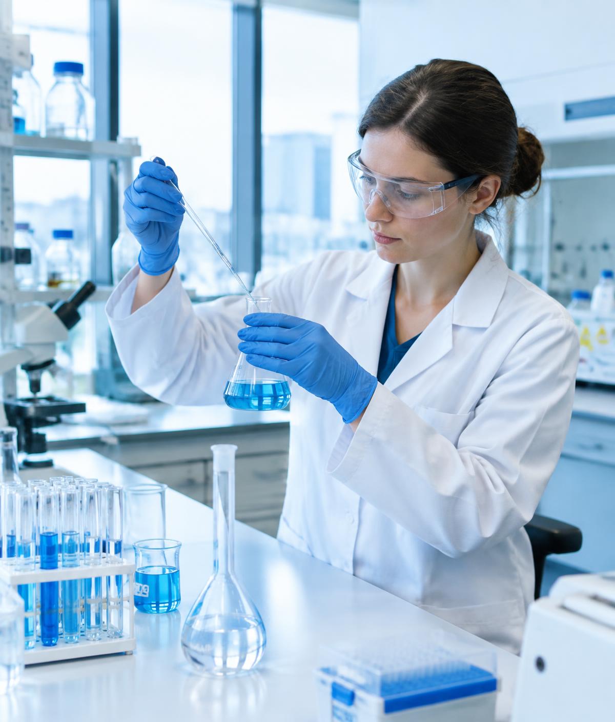 Illustrative image of a scientist in a chemistry laboratory